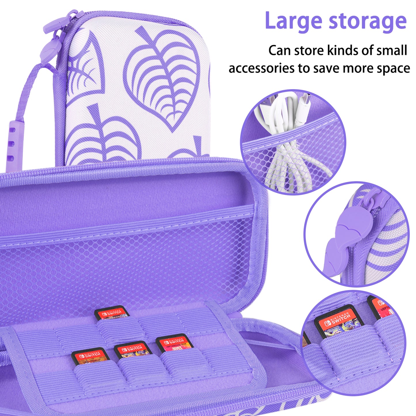 TIKOdirect Purple Leaf Carrying Case for Switch lite