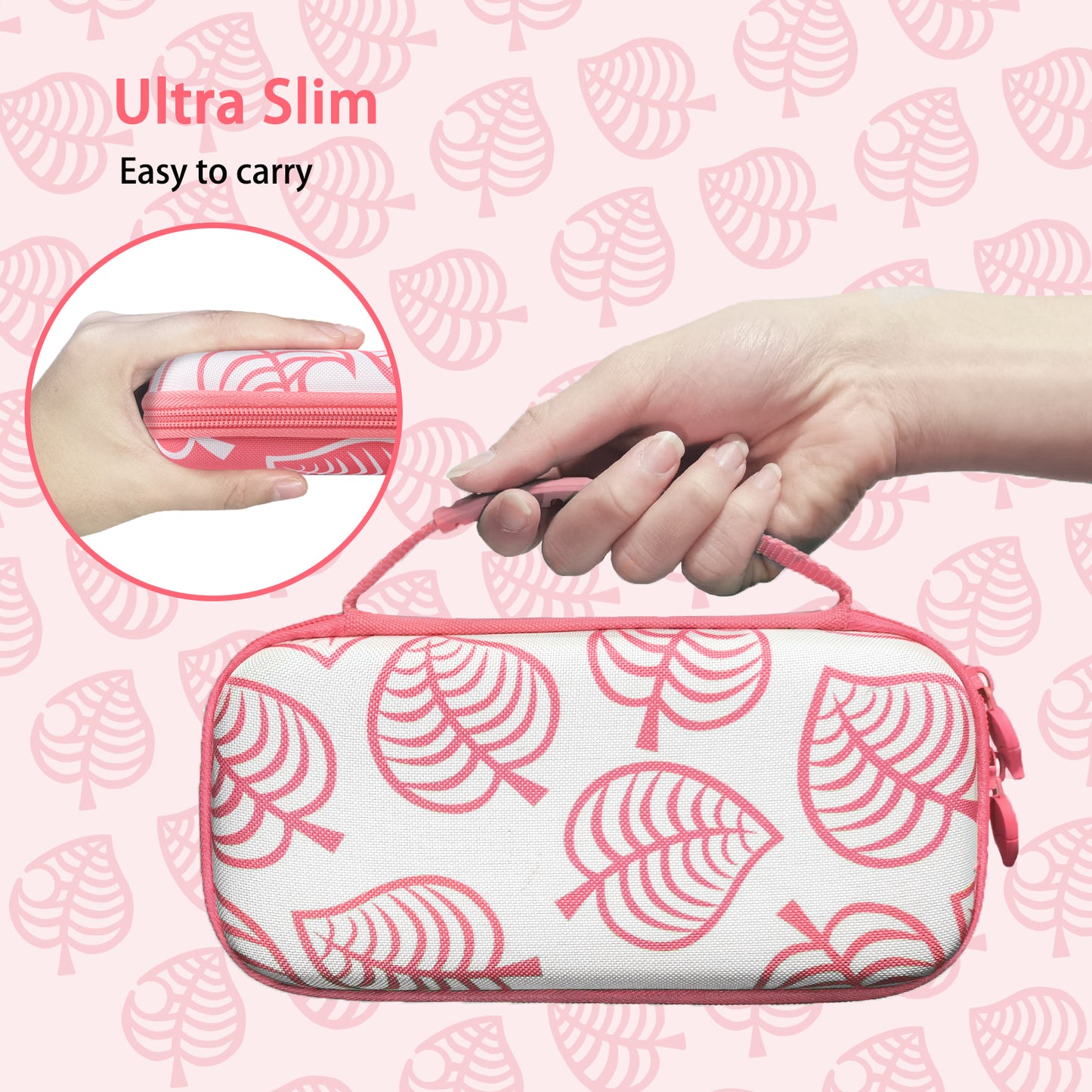 TIKOdirect Pink Leaf Carrying Case for Switch lite