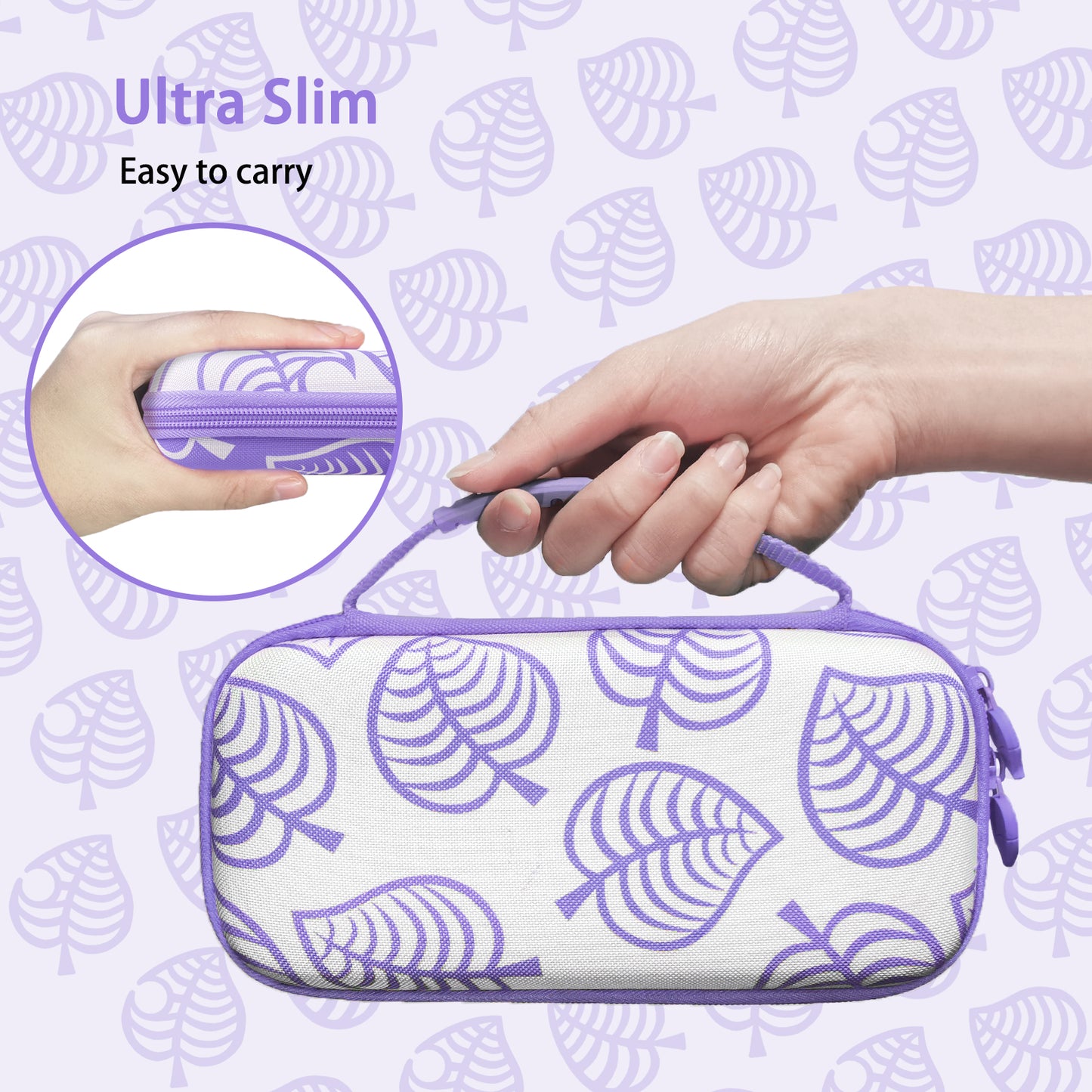 TIKOdirect Purple Leaf Carrying Case for Switch lite