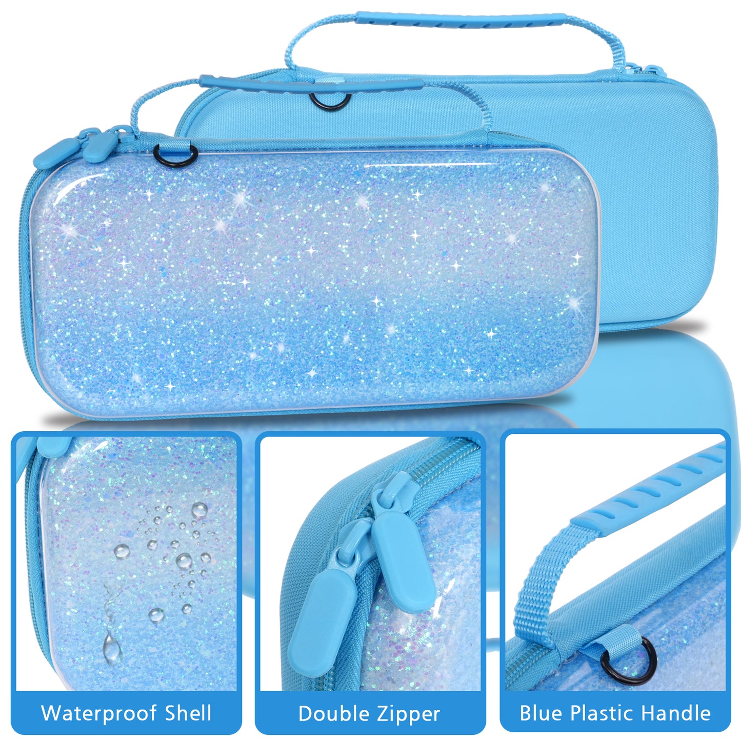 TIKOdirect Glitter Blue Carrying Case for Switch 2(2025)/ Switch/ OLED