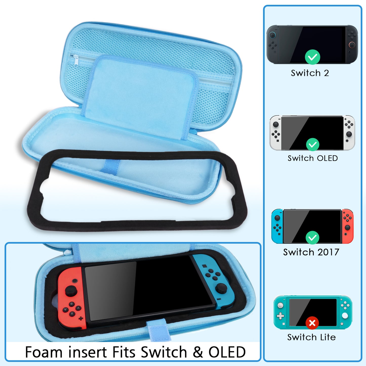 TIKOdirect Glitter Blue Carrying Case for Switch 2(2025)/ Switch/ OLED