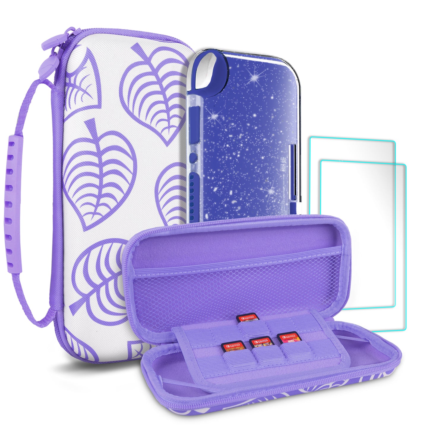 TIKOdirect  Purple Leaf Carrying Case for Switch lite