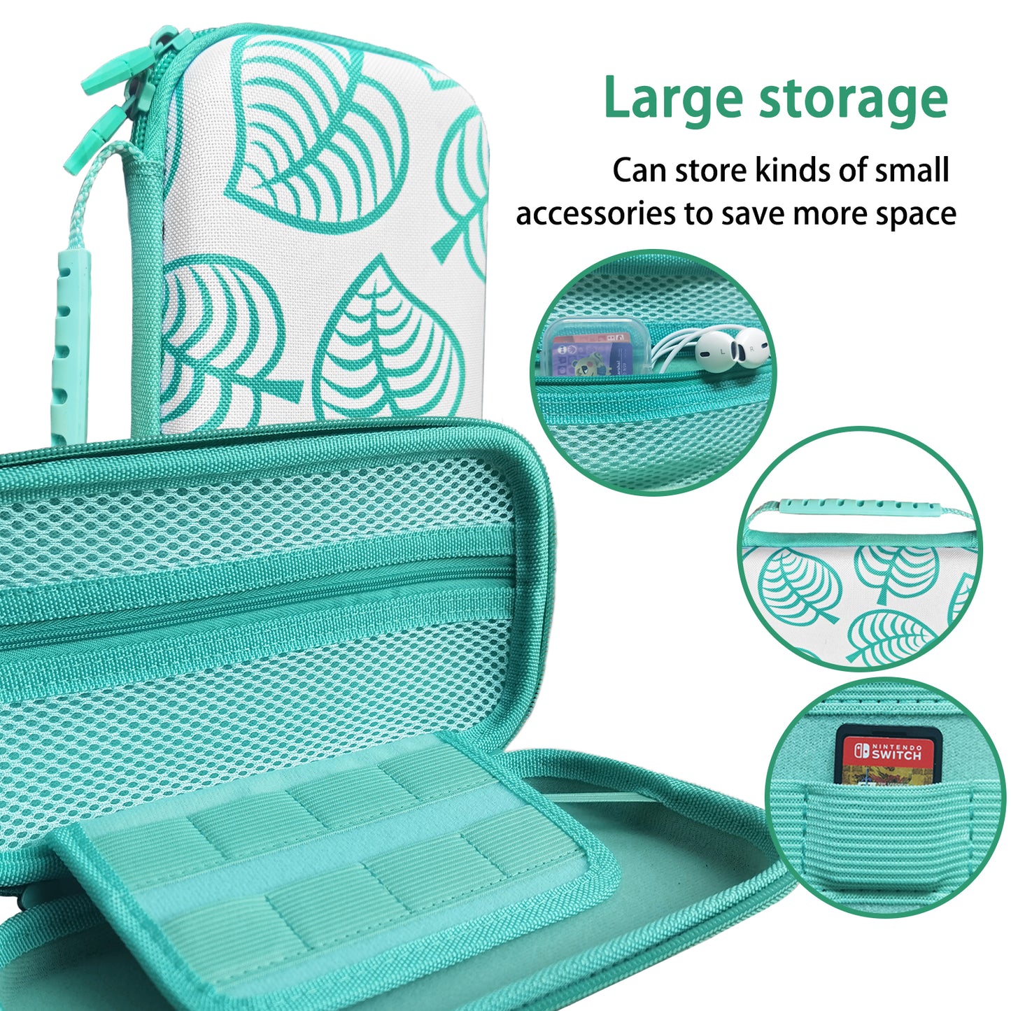 TIKOdirect Green Leaf Carrying Case for Switch lite