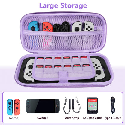 TIKOdirect Purple Glitter Carrying Case for Switch 2(2025)/ Switch/ OLED