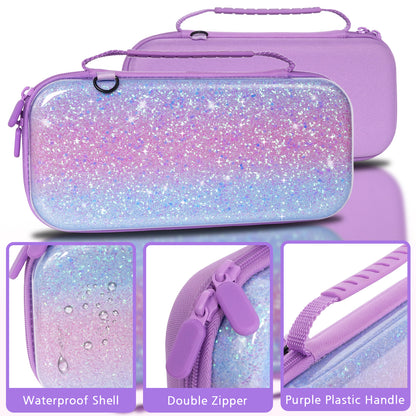 TIKOdirect Purple Glitter Carrying Case for Switch 2(2025)/ Switch/ OLED