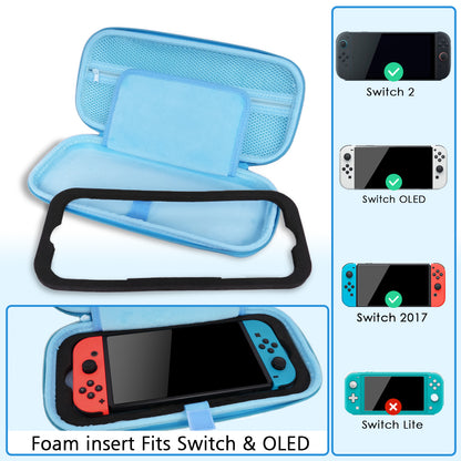 TIKOdirect Glitter Blue Carrying Case for Switch 2(2025)/ Switch/ OLED