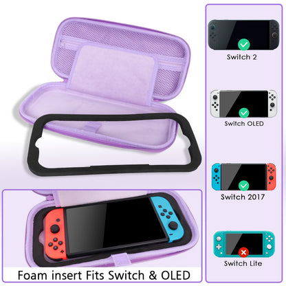 TIKOdirect Purple Glitter Carrying Case for Switch 2(2025)/ Switch/ OLED